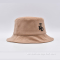 Sombrero de cubo de pilar marrón bordado 3D